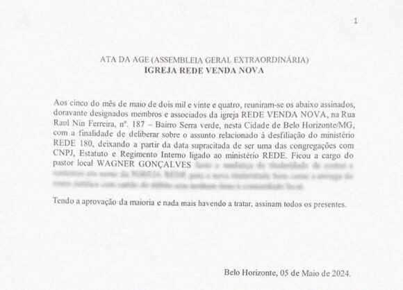 Comunicado – Desfiliação do Ministério Rede 180º